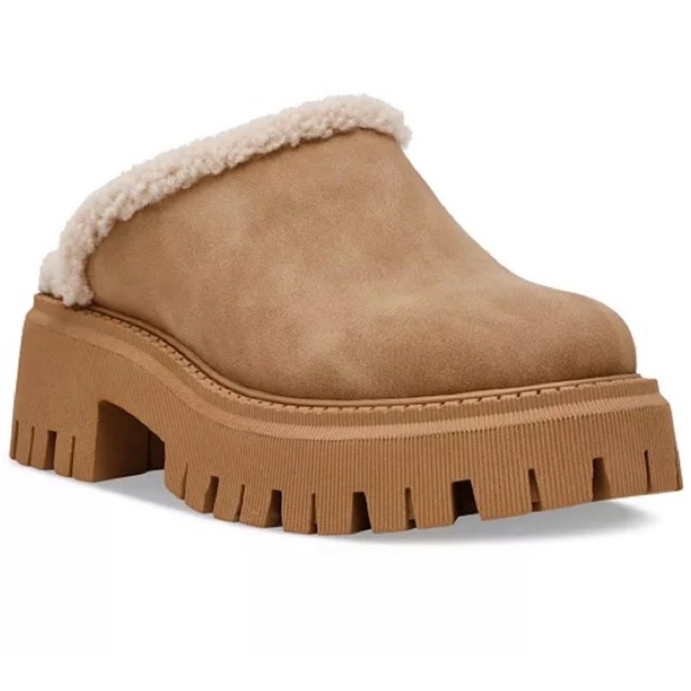 DV by Dolce Vita Tan Shearling-Lined Mules